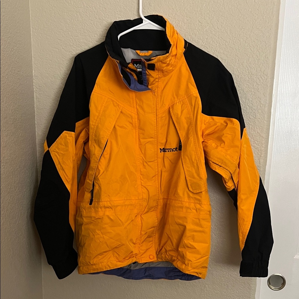Marmot Orange and Black Raincoat